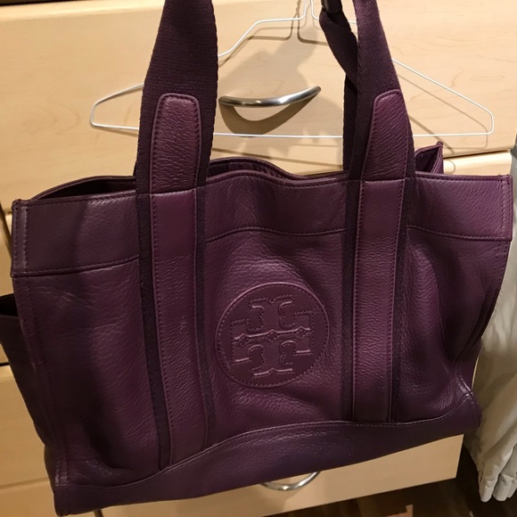 Tory Burch Handbags - Large purple leather Tory Burch tote